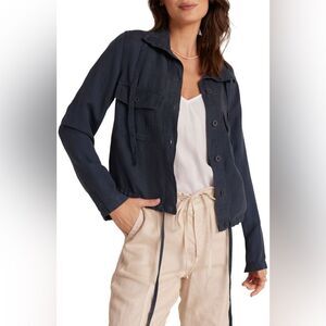 Bella Dahl River Drawstring Waist Utility Jacket in Coastal Navy Size Medium NEW